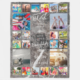 愛賛美24の家族フォトコラージュ フリースブランケット