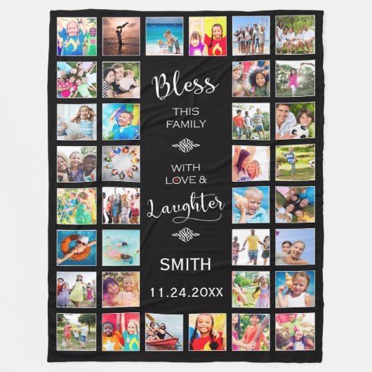 愛賛美32の家族フォトコラージュ フリースブランケット (正面)
