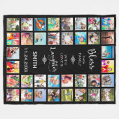 愛賛美32の家族フォトコラージュ フリースブランケット (正面(横))