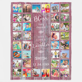 愛賛美32の家族フォトコラージュ フリースブランケット