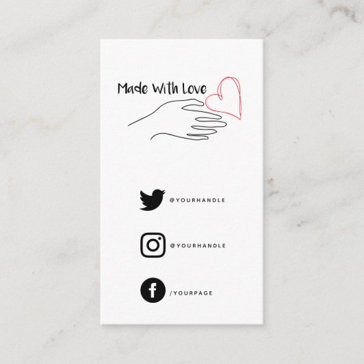 愛赤と白のハートで作られた社会的リンク エンクロージャーカード (正面)