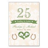 愛蹄鉄のシャムロックの結婚式数で幸運 テーブルナンバー (裏面)