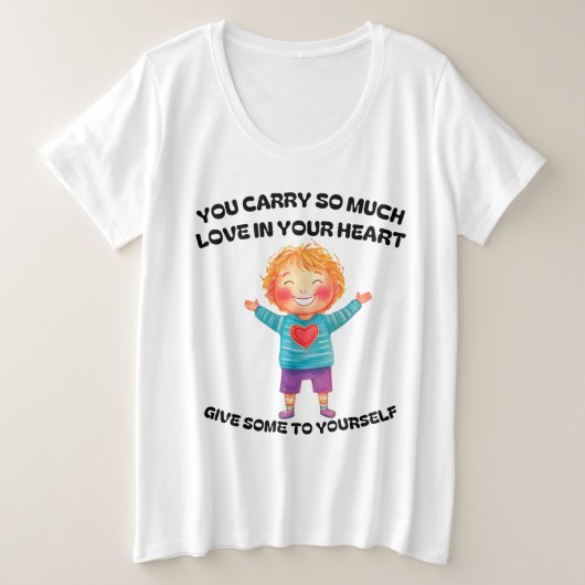 愛運しすぎたハート... プラスサイズTシャツ (デザイン正面)