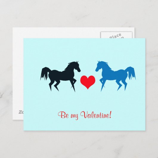 愛郵便はがきの黒くおよび青の馬 シーズンポストカード (正面/裏面)