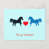 愛郵便はがきの黒くおよび青の馬 シーズンポストカード (正面)