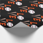 愛野球(オレンジ及び黒) ラッピングペーパー (角)