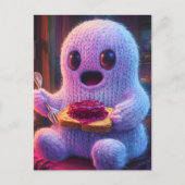 愛間抜けらしい幽霊食べのトーストジャムとフォーク ポストカード (正面)