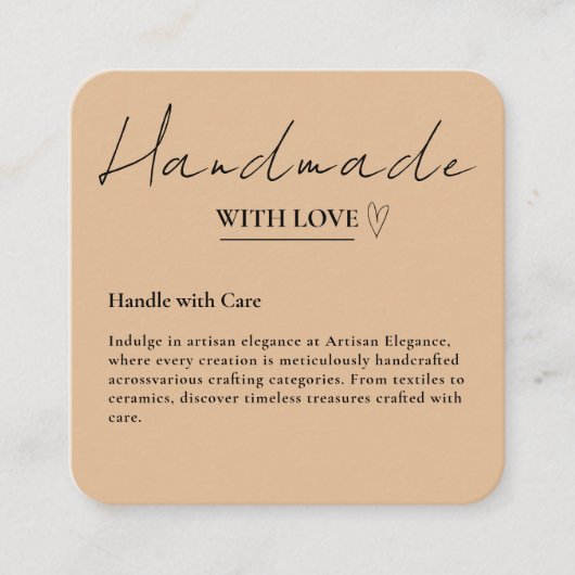 愛離れで手作りのレビューを素朴 スクエア名刺 (正面)