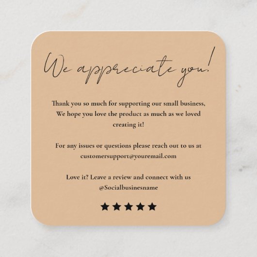 愛離れで手作りのレビューを素朴 スクエア名刺 (裏面)