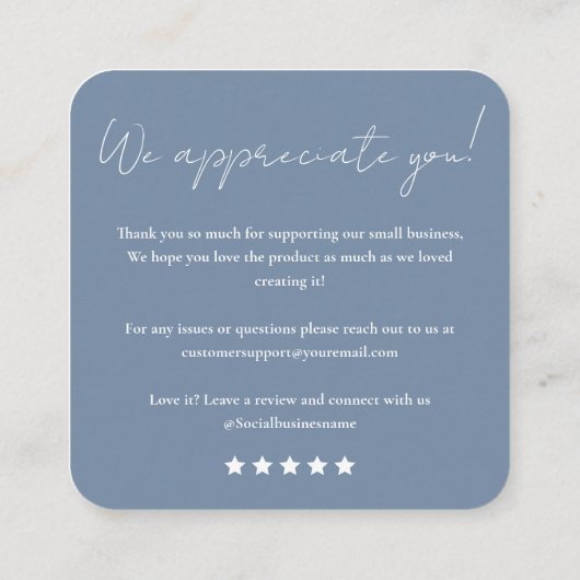 愛離れPeriwinkleで手作りのレビュー スクエア名刺 (裏面)