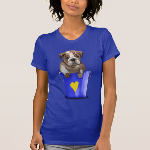 愛青のブルドッグのバケツ Tシャツ