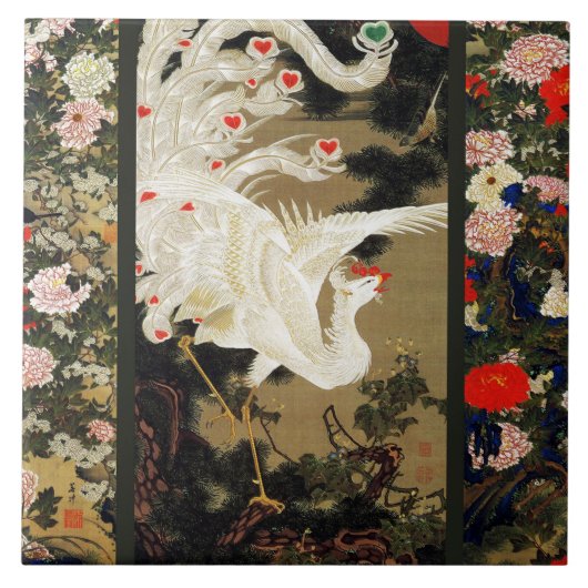 愛飛んでいるフェニックス、羽、ハートバレンタインデー タイル (正面)