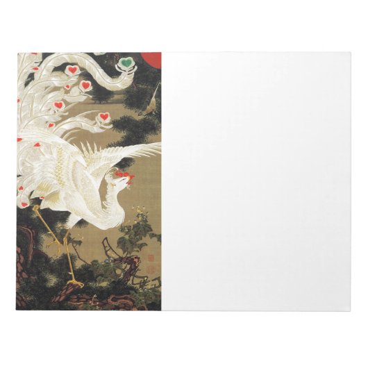 愛飛んでいるフェニックス、羽、ハートバレンタインデー ノートパッド (正面)