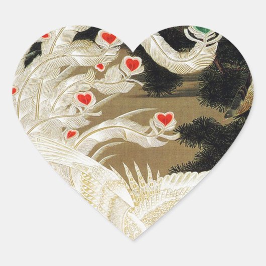 愛飛んでいるフェニックス、羽、ハートバレンタインデー ハートシール (正面)