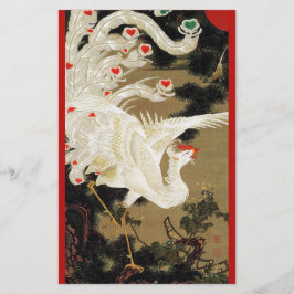 愛飛んでいるフェニックス、羽、ハートバレンタインデー 便箋