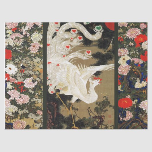 愛飛んでいるフェニックス、羽、ハートバレンタインデー 薄葉紙 (正面)