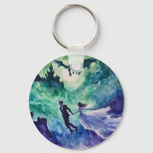 愛飛んでいる人 – 水の色絵を描の キーホルダー (正面)