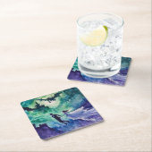 愛飛んでいる人 – 水の色絵を描の スクエアペーパーコースター (インサイチュ)