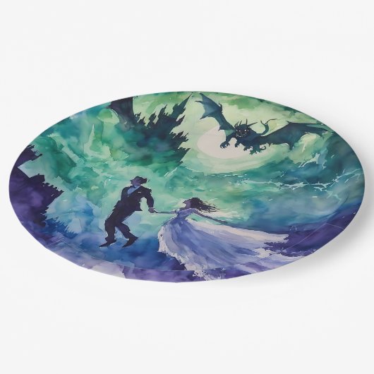 愛飛んでいる人 – 水の色絵を描の ペーパープレート (アングル)