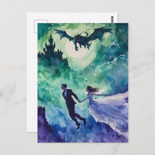 愛飛んでいる人 – 水の色絵を描の ポストカード (正面/裏面)