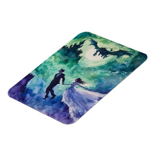 愛飛んでいる人 – 水の色絵を描の マグネット (左側)