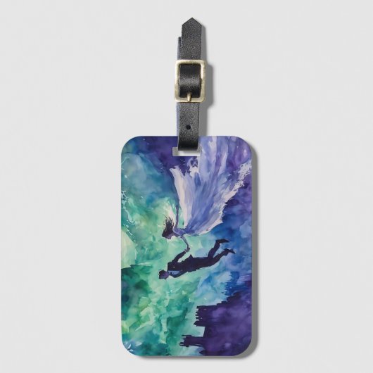 愛飛んでいる人 – 水の色絵を描の ラゲッジタグ (正面縦)