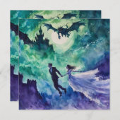 愛飛んでいる人 – 水の色絵を描の 招待状 (正面/裏面)