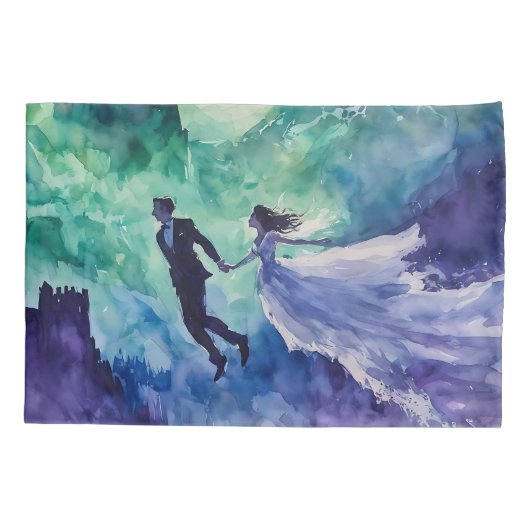 愛飛んでいる人 – 水の色絵を描の 枕カバー (裏面)