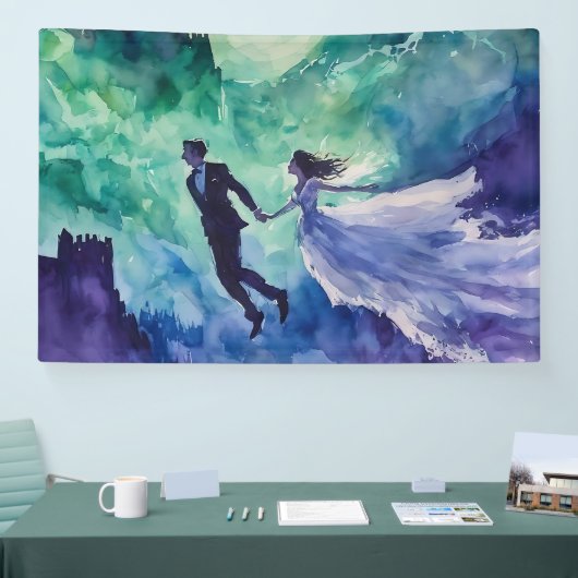 愛飛んでいる人 – 水の色絵を描の 横断幕 (トレードショー)