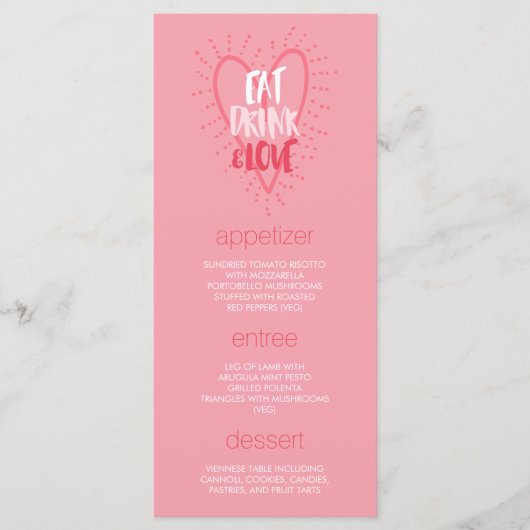 愛食べを飲む |バレンタインデーのディナーパーティーメニュー メニュー (正面)