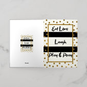 愛食べ笑い祈遊の黒い金ゴールド 箔グリーティングカード (外側レイダウン)