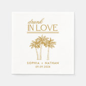 愛飲の中のパーソナライズされたビーチ結婚式 スタンダードカクテルナプキン (正面)