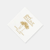 愛飲の中のパーソナライズされたビーチ結婚式 スタンダードカクテルナプキン (角)