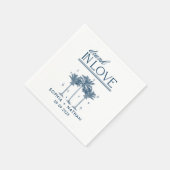 愛飲の中のパーソナライズされたビーチ結婚式 スタンダードカクテルナプキン (角)