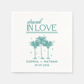 愛飲の中のパーソナライズされたビーチ結婚式 スタンダードカクテルナプキン (正面)