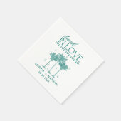 愛飲の中のパーソナライズされたビーチ結婚式 スタンダードカクテルナプキン (角)