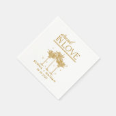 愛飲の中のパーソナライズされたビーチ結婚式 スタンダードカクテルナプキン (角)