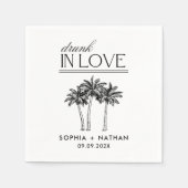 愛飲の中のパーソナライズされたビーチ結婚式 スタンダードカクテルナプキン (正面)