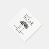 愛飲の中のパーソナライズされたビーチ結婚式 スタンダードカクテルナプキン (角)