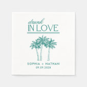 愛飲の中のパーソナライズされたビーチ結婚式 スタンダードカクテルナプキン (正面)