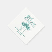 愛飲の中のパーソナライズされたビーチ結婚式 スタンダードカクテルナプキン (角)