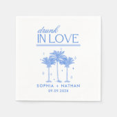 愛飲の中のパーソナライズされたビーチ結婚式 スタンダードカクテルナプキン (正面)