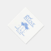 愛飲の中のパーソナライズされたビーチ結婚式 スタンダードカクテルナプキン (角)