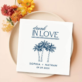 愛飲の中のパーソナライズされたビーチ結婚式 スタンダードカクテルナプキン
