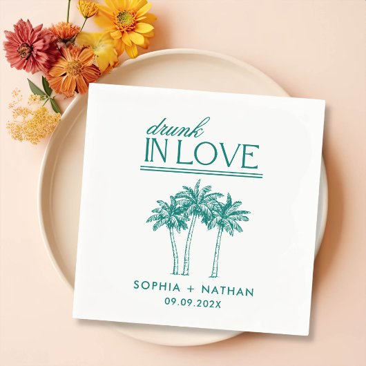 愛飲の中のパーソナライズされたビーチ結婚式 スタンダードカクテルナプキン