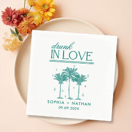 愛飲の中のパーソナライズされたビーチ結婚式 スタンダードカクテルナプキン
