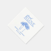 愛飲の中のパーソナライズされたビーチ結婚式 スタンダードカクテルナプキン (角)