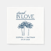 愛飲の中のパーソナライズされたビーチ結婚式 スタンダードカクテルナプキン (正面)