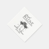 愛飲の中のパーソナライズされたビーチ結婚式 スタンダードカクテルナプキン (角)