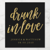 愛飲中のフェイクグリッター金ゴールドハンドレタリング ワインラベル (シングルラベル)